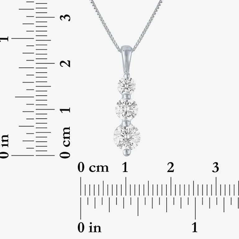 (G-H/Si2-I1) Womens 1 1/2 CT. T.W. Lab Grown White Diamond Sterling Silver 18 Inch Pendant Necklace