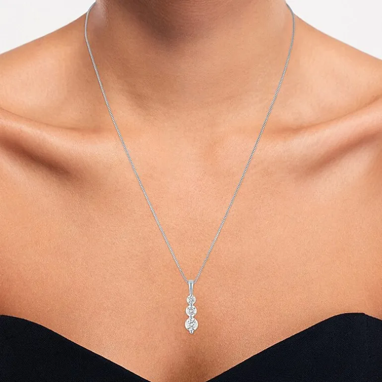 (G-H/Si2-I1) Womens 1 1/2 CT. T.W. Lab Grown White Diamond Sterling Silver 18 Inch Pendant Necklace