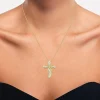(G-H / Si2-I1) Womens 1 CT. T.W. Lab Grown White Diamond 10K Gold Cross 18 Inch Pendant Necklace