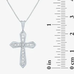 (G-H / Si2-I1) Womens 1/3 CT. T.W. Lab Grown White Diamond 10K Gold Cross 18 Inch Pendant Necklace