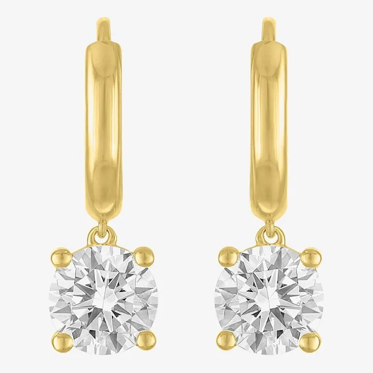 (G-H, Si2-I1) Womens 2 CT. T.W. Lab Grown White Diamond 14K Gold Over Silver 20.2mm Round Hoop Earrings