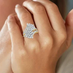 (G-H, Si2-I1) Womens 2 CT. T.W. Lab Grown White Diamond 10K Gold Bypass  Cocktail Ring
