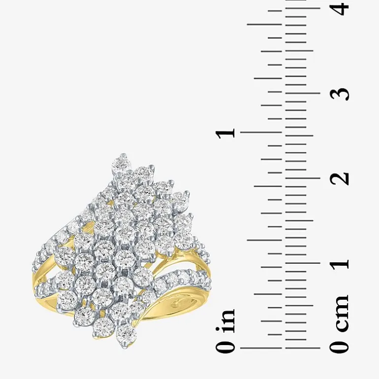 (G-H, Si2-I1) Womens 2 CT. T.W. Lab Grown White Diamond 10K Gold Bypass Cocktail Ring