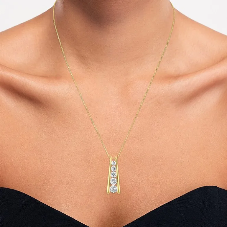 (G-H, Si2-I1) Womens 2 CT. T.W. Lab Grown White Diamond 10K Gold 18 Inch Pendant Necklace