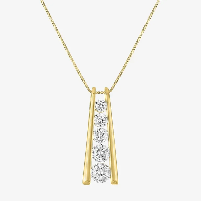 (G-H, Si2-I1) Womens 2 CT. T.W. Lab Grown White Diamond 10K Gold 18 Inch Pendant Necklace
