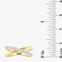(G-H / Si2-I1) Womens 1/3 CT. T.W. Lab Grown White Diamond 10K Gold Crossover Cocktail Ring