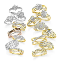 (G-H / Si2-I1) Womens 1/3 CT. T.W. Lab Grown White Diamond 10K Gold Crossover Cocktail Ring