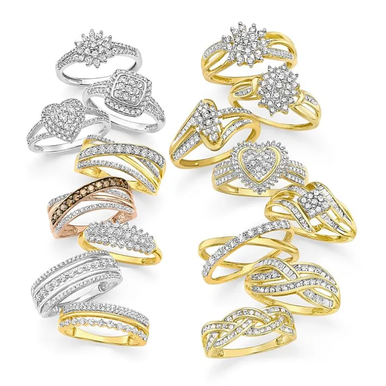 (G-H / Si2-I1) Womens 1/3 CT. T.W. Lab Grown White Diamond 10K Gold Crossover Cocktail Ring