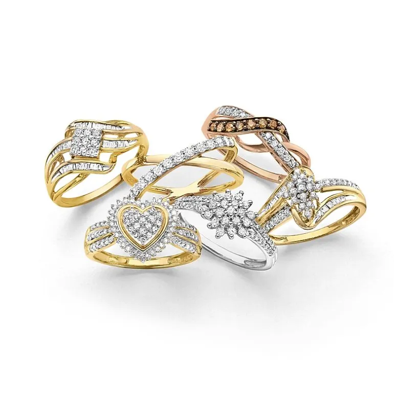 (G-H / Si2-I1) Womens 1/3 CT. T.W. Lab Grown White Diamond 10K Gold Crossover Cocktail Ring