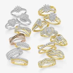 (G-H / Si2-I1) Womens 1/3 CT. T.W. Lab Grown White Diamond 10K Gold Cluster Cocktail Ring
