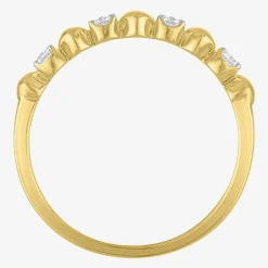 (G-H / Si2 I1) Womens 1/10 CT. T.W. Lab Grown White Diamond 10K Gold Heart Anniversary Wedding Band