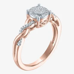(G-H / Si2-I1) Womens 1/10 CT. T.W. Lab Grown White Diamond Sterling Silver Round Side Stone Promise Ring