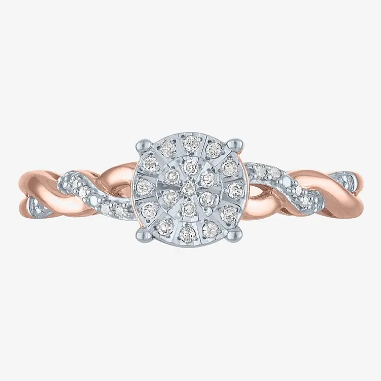 (G-H / Si2-I1) Womens 1/10 CT. T.W. Lab Grown White Diamond Sterling Silver Round Side Stone Promise Ring