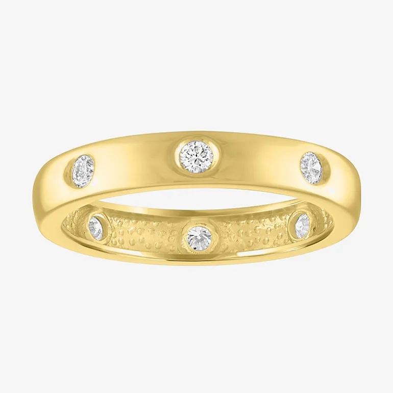 (G-H / Si2-I1) Womens 1/3 CT. T.W. Lab Grown White Diamond 10K Gold Delicate Wedding Band