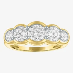 G-H / Si2-I1 Womens 7.5MM 2 CT. T.W. Lab Grown White Diamond 10K Gold 5-Stone Anniversary Band