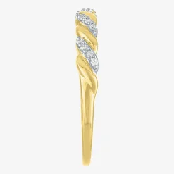 (G-H / Si2-I1) Womens 3MM 1/10 CT. T.W. Lab Grown White Diamond 10K Gold Anniversary Wedding Band