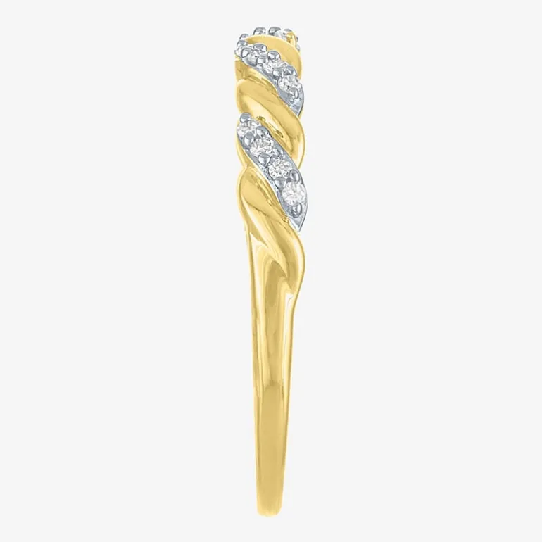 (G-H / Si2-I1) Womens 3MM 1/10 CT. T.W. Lab Grown White Diamond 10K Gold Anniversary Wedding Band