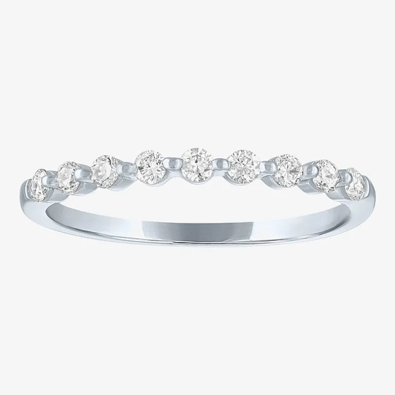 (G-H / Si2-I1) Womens 2MM 1/4 CT. T.W. Lab Grown White Diamond 10K Gold Wedding Band