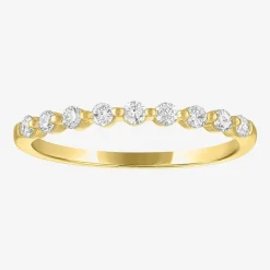 (G-H / Si2-I1) Womens 2MM 1/4 CT. T.W. Lab Grown White Diamond 10K Gold Wedding Band