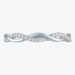 (G-H / Si2-I1) Womens 3MM 1/10 CT. T.W. Lab Grown White Diamond 10K Gold Wedding Band