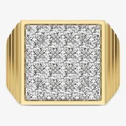 (G-H / Si2) Mens 3 CT. T.W. Lab Grown White Diamond 14K Gold Over Silver Fashion Ring