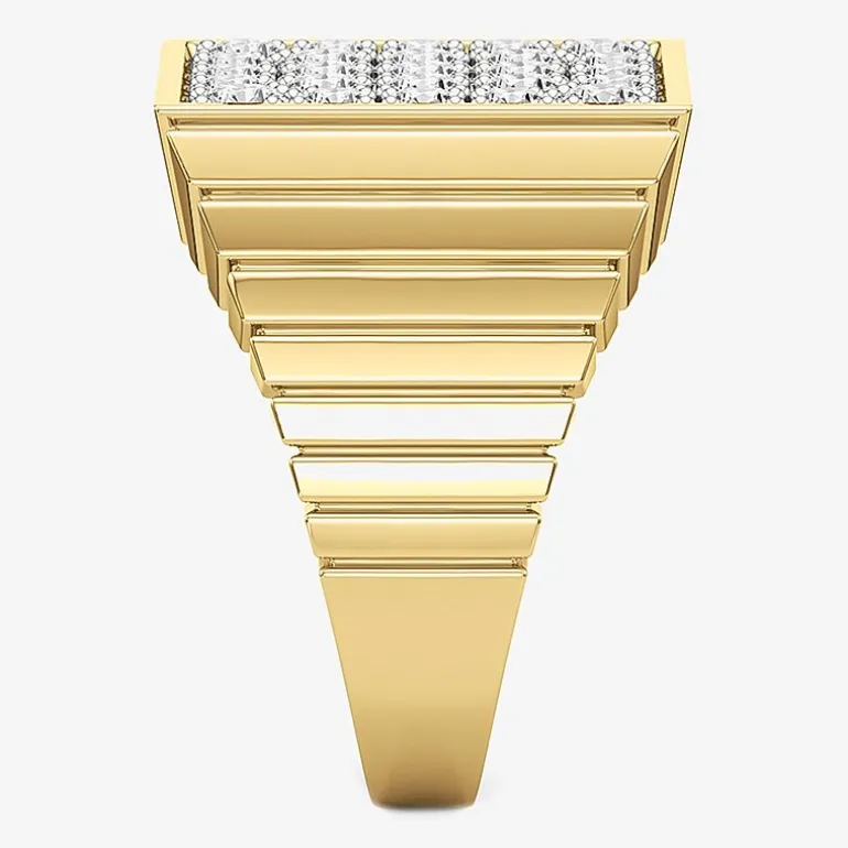 (G-H / Si2) Mens 3 CT. T.W. Lab Grown White Diamond 14K Gold Over Silver Fashion Ring