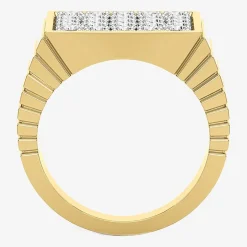 (G-H / Si2) Mens 3 CT. T.W. Lab Grown White Diamond 14K Gold Over Silver Fashion Ring