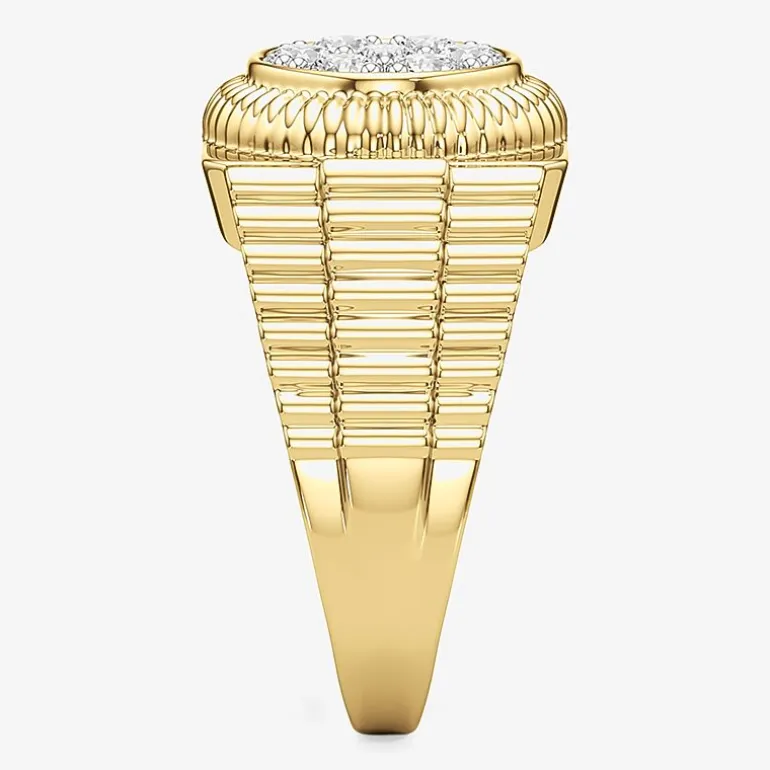 (G-H / Si2) Mens 1 1/5 CT. T.W. Lab Grown White Diamond 14K Gold Over Silver Fashion Ring