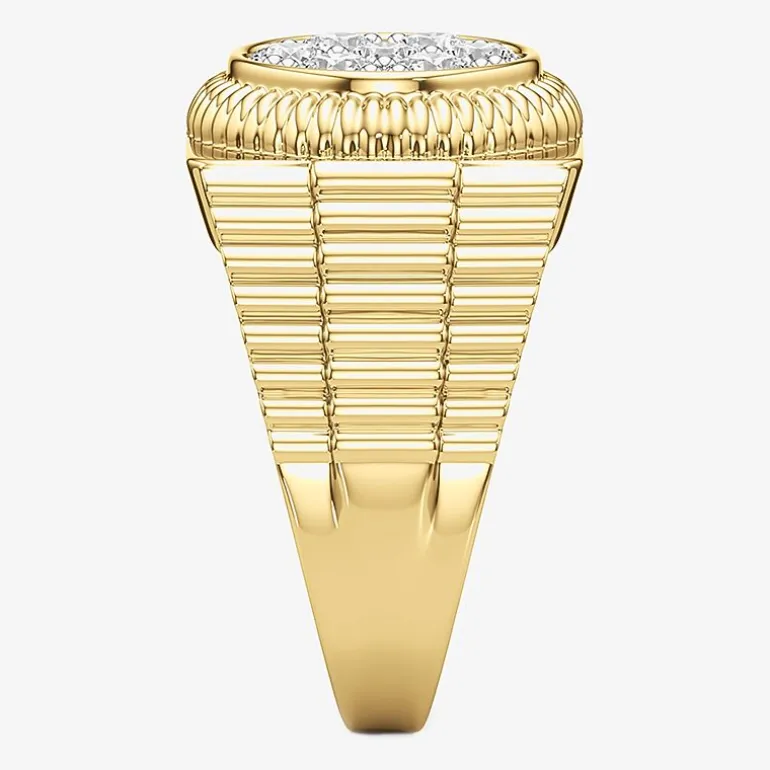 (G-H / Si2) Mens 1 1/2 CT. T.W. Lab Grown White Diamond 14K Gold Over Silver Fashion Ring