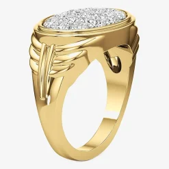 (G-H / Si2) Mens 3 CT. T.W. Lab Grown White Diamond 14K Gold Over Silver Fashion Ring