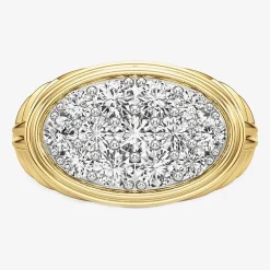 (G-H / Si2) Mens 3 CT. T.W. Lab Grown White Diamond 14K Gold Over Silver Fashion Ring