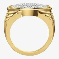 (G-H / Si2) Mens 3 CT. T.W. Lab Grown White Diamond 14K Gold Over Silver Fashion Ring