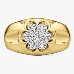 (G-H / Si2) Mens 1 CT. T.W. Lab Grown White Diamond 14K Gold Over Silver Fashion Ring