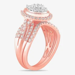(G-H / SI1-SI2) Womens 1 CT. T.W. Lab Grown Diamond Pear Shape Halo Bridal Set in 10K Gold