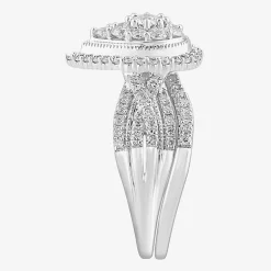 (G-H / SI1-SI2) Womens 1 CT. T.W. Lab Grown Diamond Pear Shape Halo Bridal Set in 10K Gold