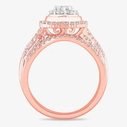(G-H / SI1-SI2) Womens 1 CT. T.W. Lab Grown Diamond Pear Shape Halo Bridal Set in 10K Gold
