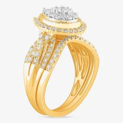 (G-H / SI1-SI2) Womens 1 CT. T.W. Lab Grown Diamond Pear Shape Halo Bridal Set in 10K Gold