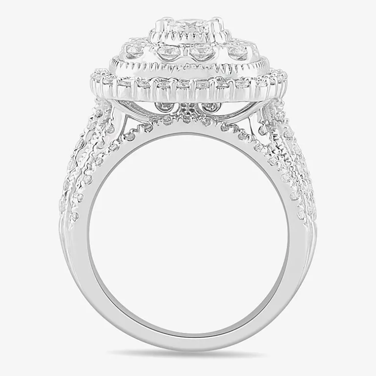 (G-H / Si1-Si2) Womens 2 CT. T.W. Lab Grown White Diamond 10K Gold Cushion Side Stone Bridal Set