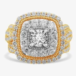 (G-H / Si1-Si2) Womens 2 CT. T.W. Lab Grown White Diamond 10K Gold Cushion Side Stone Bridal Set