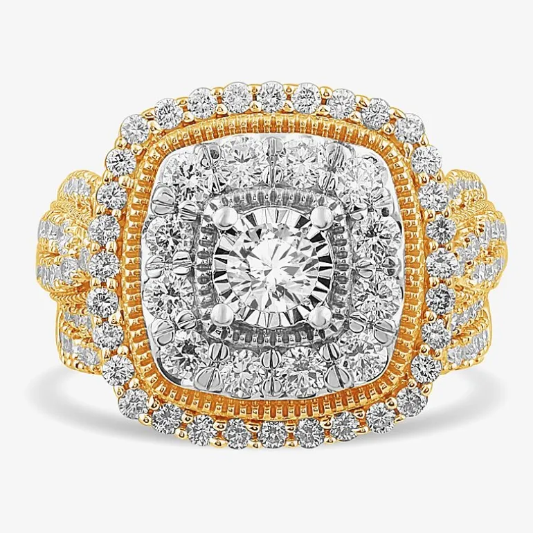 (G-H / Si1-Si2) Womens 2 CT. T.W. Lab Grown White Diamond 10K Gold Cushion Side Stone Bridal Set