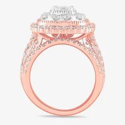 (G-H / Si1-Si2) Womens 2 CT. T.W. Lab Grown White Diamond 10K Gold Cushion Side Stone Bridal Set