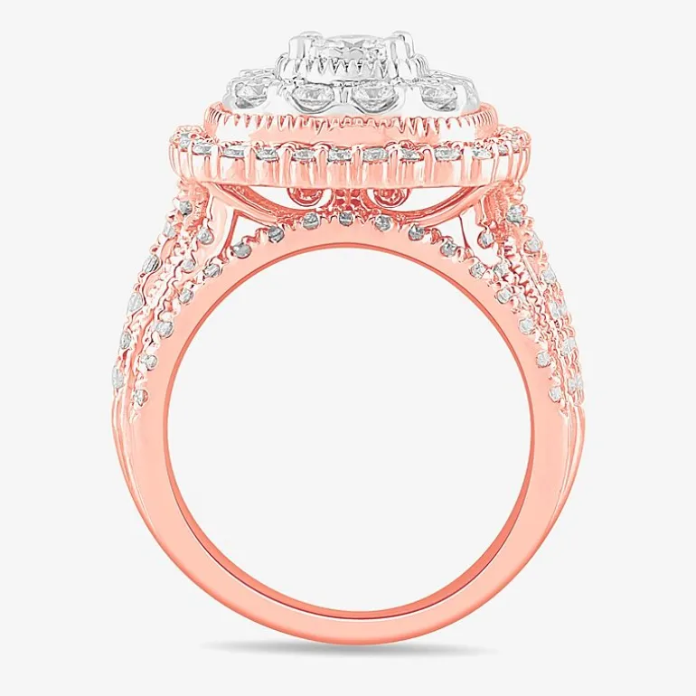 (G-H / Si1-Si2) Womens 2 CT. T.W. Lab Grown White Diamond 10K Gold Cushion Side Stone Bridal Set