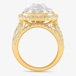 (G-H / Si1-Si2) Womens 2 CT. T.W. Lab Grown White Diamond 10K Gold Cushion Side Stone Bridal Set