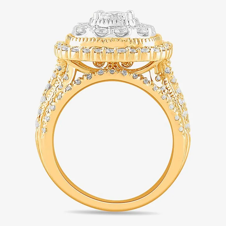 (G-H / Si1-Si2) Womens 2 CT. T.W. Lab Grown White Diamond 10K Gold Cushion Side Stone Bridal Set