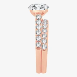(G-H / Si1-Si2) Womens 4 CT. T.W. Lab Grown White Diamond 14K Gold Round Side Stone Bridal Set