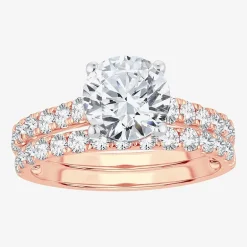(G-H / Si1-Si2) Womens 4 CT. T.W. Lab Grown White Diamond 14K Gold Round Side Stone Bridal Set