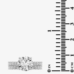 (G-H / Si1-Si2) Womens 4 CT. T.W. Lab Grown White Diamond 14K Gold Round Side Stone Bridal Set
