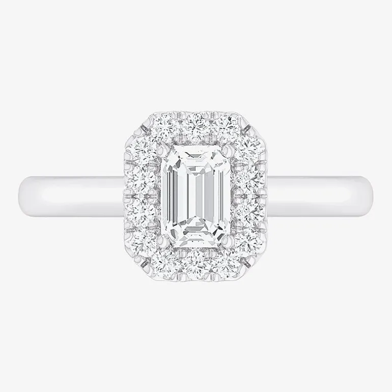 (G-H/SI1-SI2) Womens 1 CT. T.W. Lab Grown White Diamond 10K Gold Halo Engagement Ring