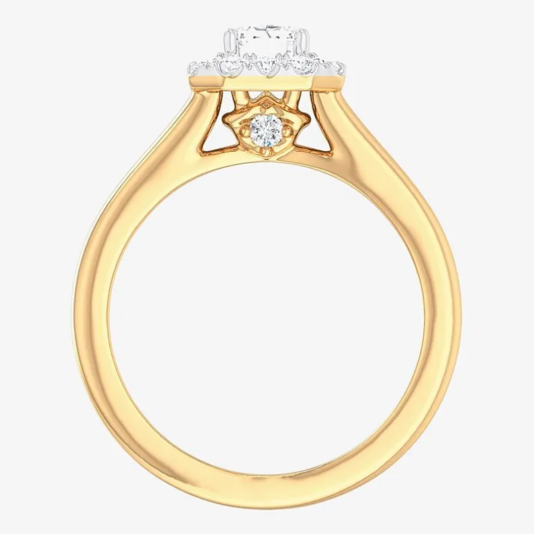 (G-H/SI1-SI2) Womens 1 CT. T.W. Lab Grown White Diamond 10K Gold Halo Engagement Ring