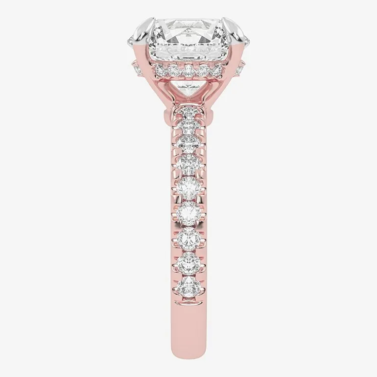 (G-H / Si1-Si2) Womens 2 1/4 CT. T.W. Lab Grown White Diamond 14K Gold Round Side Stone Engagement Ring
